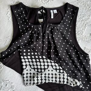 Elle womens size‎ Small black and white polka dot keyhole tie back tank top